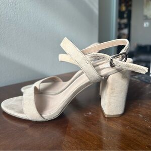 bp Beige Classic Suede Heels | Block Heel & Adjustable Strap Size 6.5